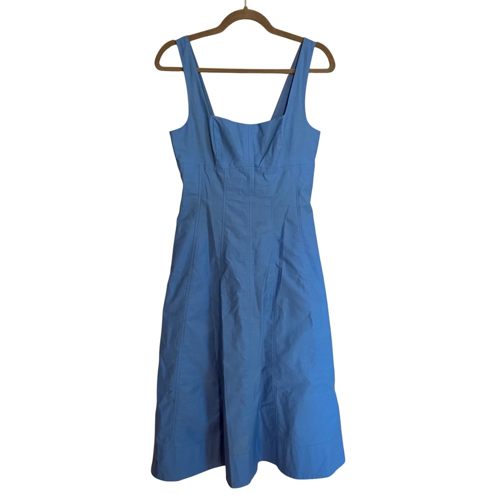 Banana Republic Blue Square Neck Midi Dress Size 2 Coastal Preppy Vacation